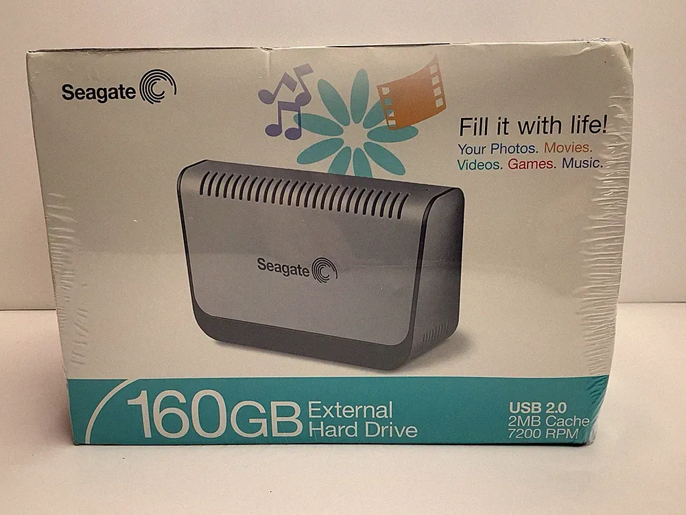 New Sealed Seagate External Hard Drive USB 2.0 160GB 2MB Cache 7200 RPM