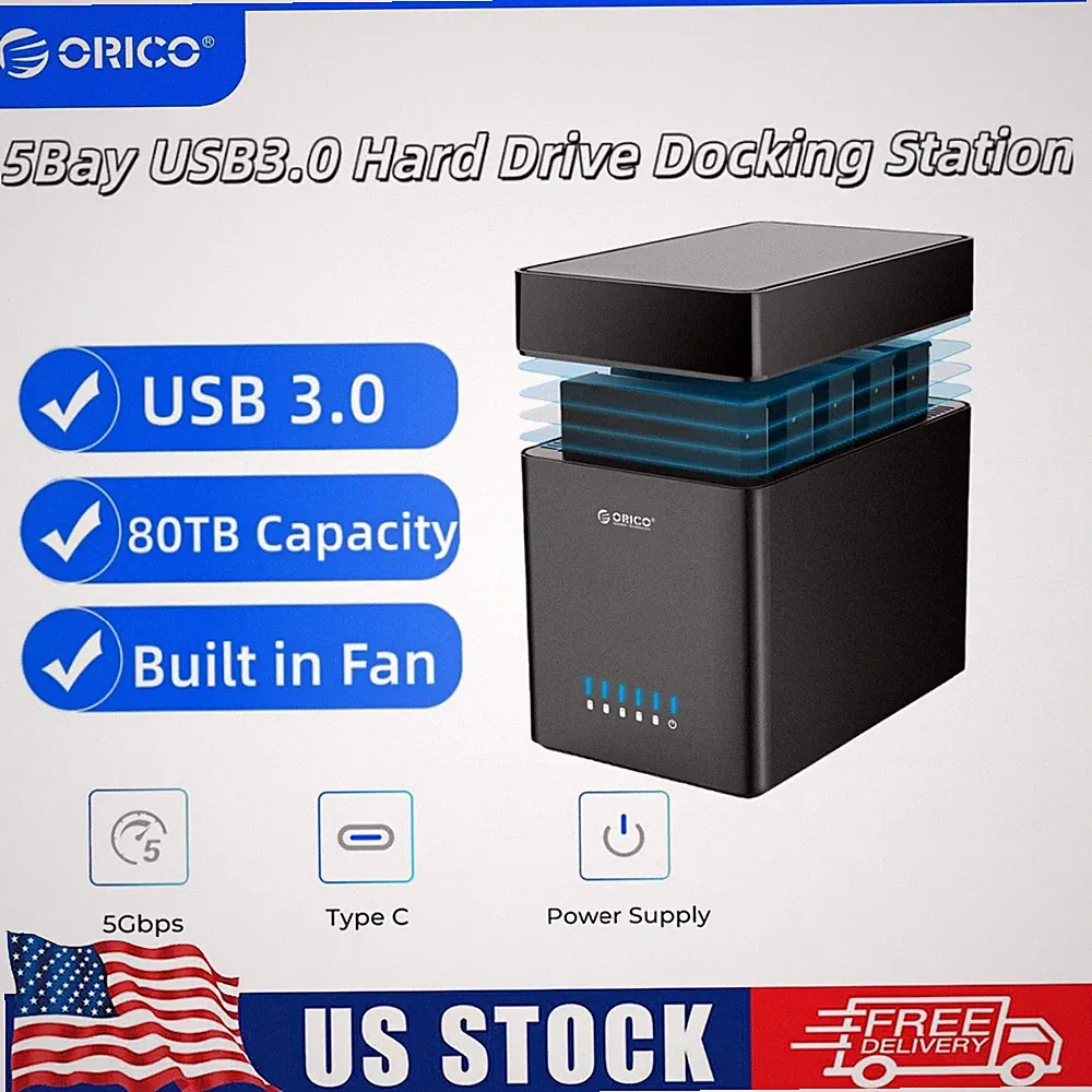 ORICO 5 Bay USB 3.0 Hard Drive Enclosure Magnetic-type 3.5Inch Hard Disk